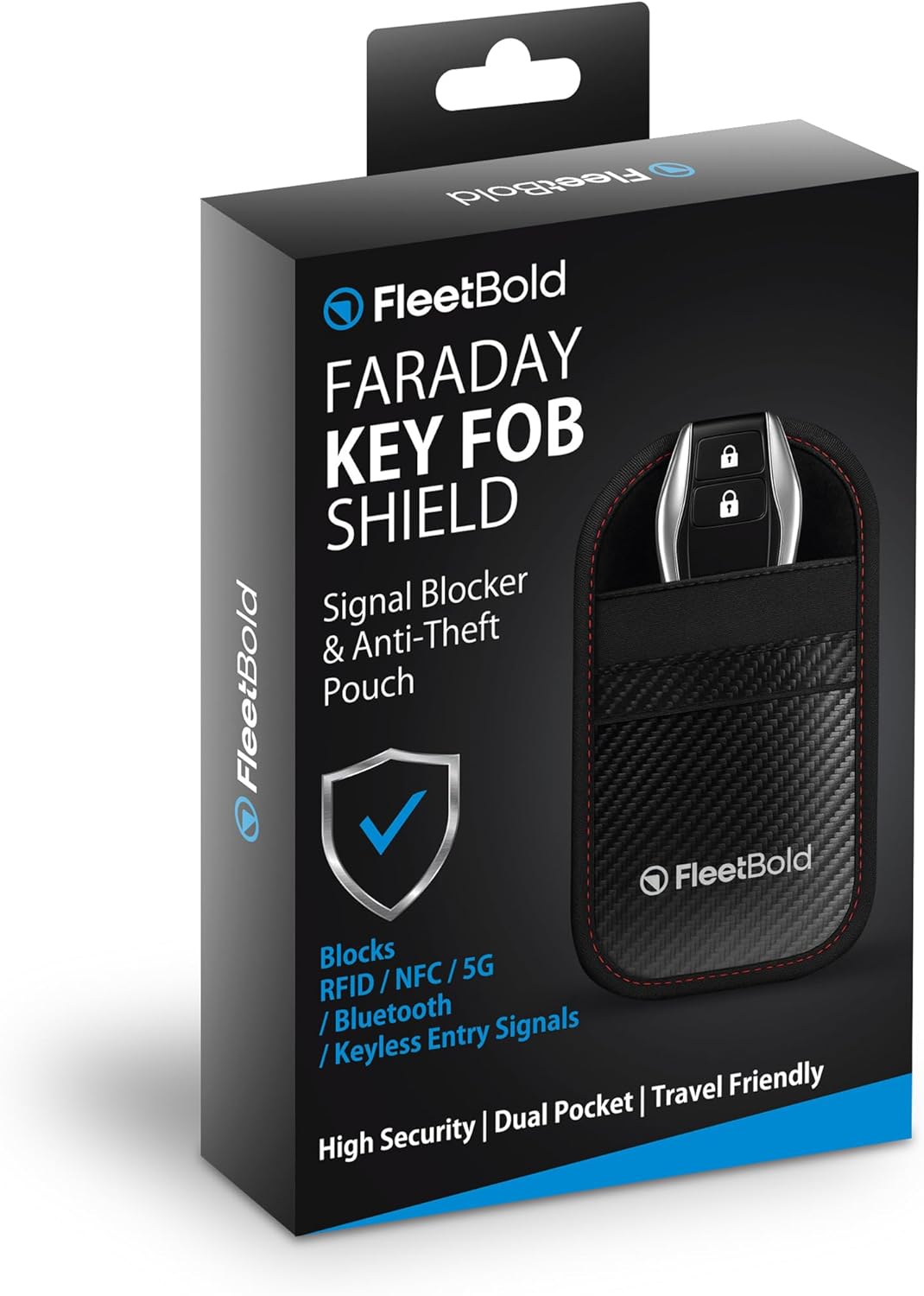 Faraday key fob pouch – Faraday Bag for RFID Key Fob, NFC Credit Card, Driver’s License – Signal Blocking for Added Security & Protection for Pregnant Women by FleetBold