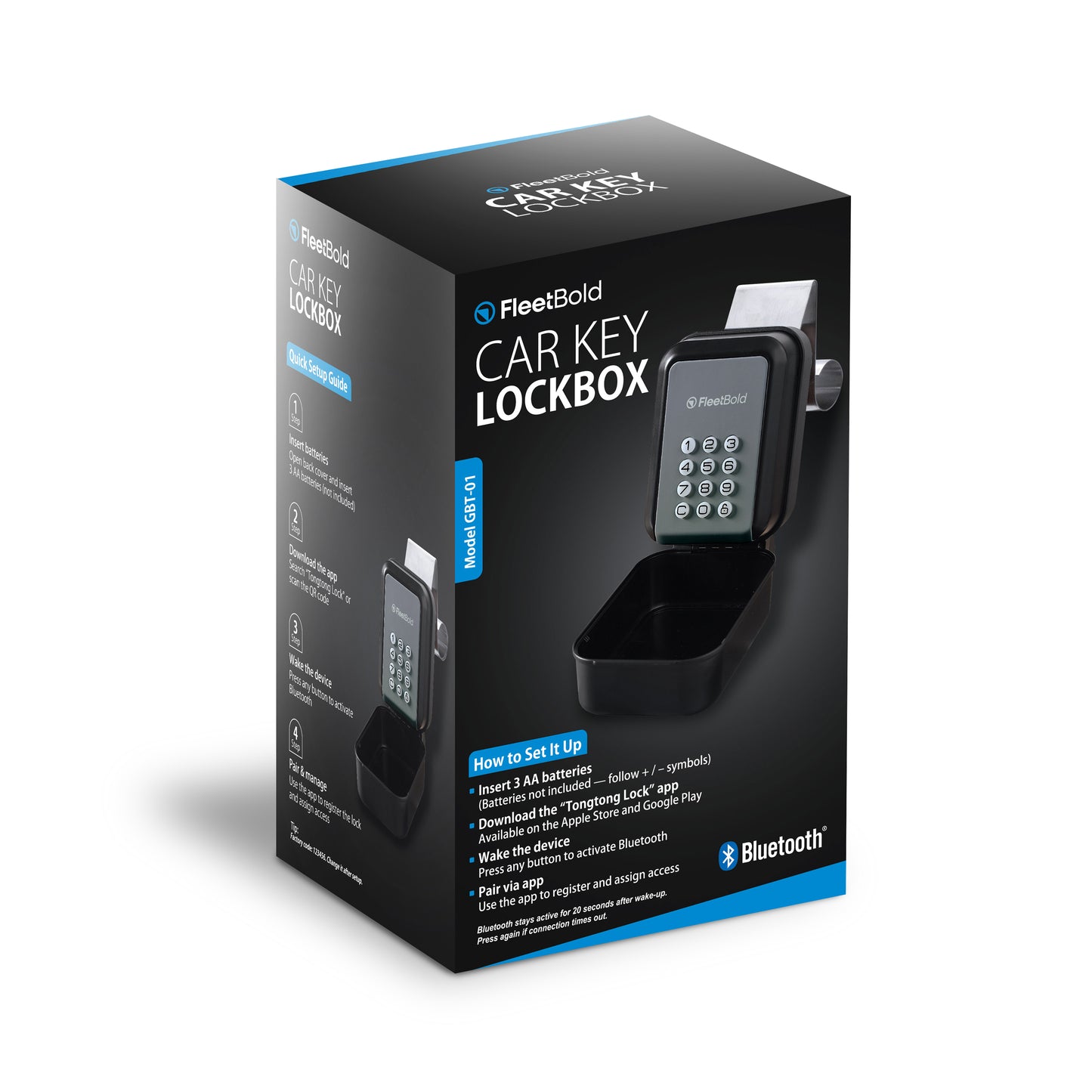 Smart Key Lock Box – Bluetooth Car Window Mount with App & PIN by FleetBold