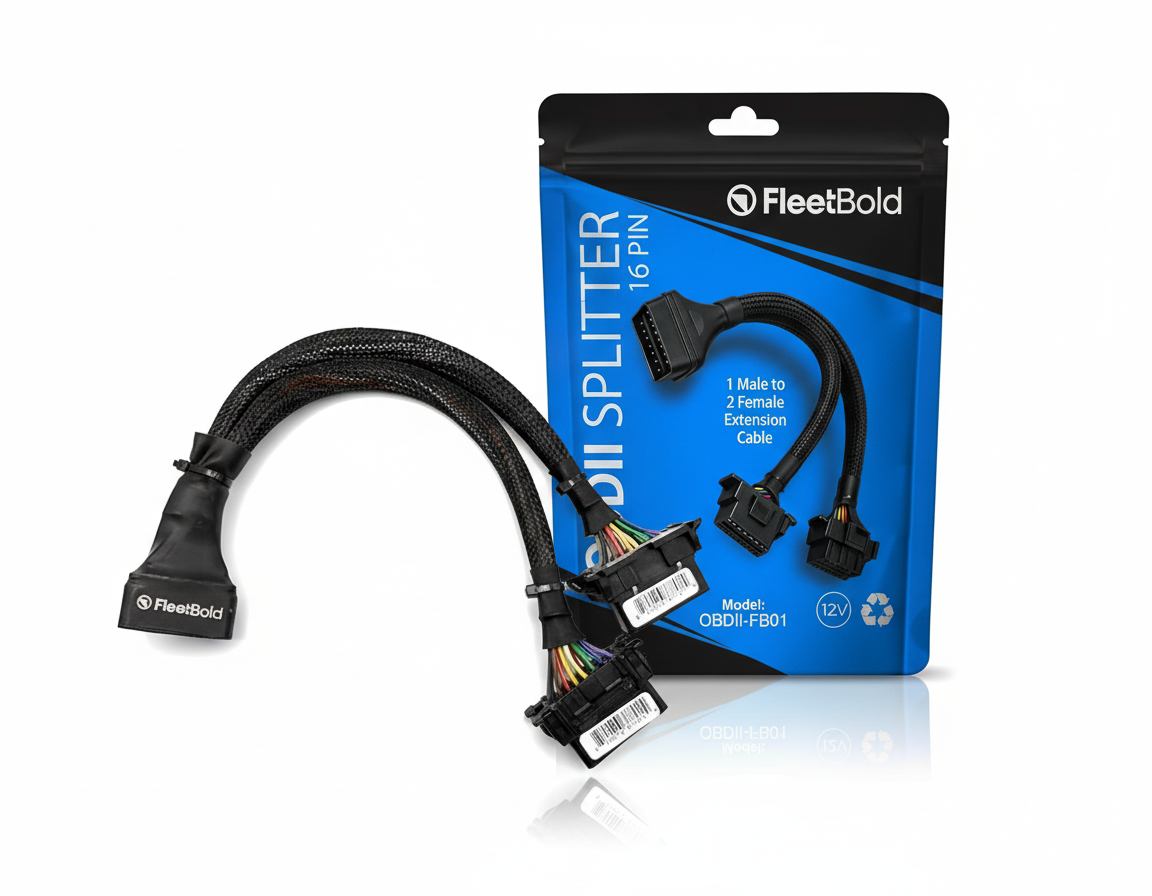 OBD2 Splitter 16 Pin OBD II Splitter Extension 1x Male and 2X Female Extension Cable Adapter In Use for OBD2 GPS Devices, Turo Hosts by FleetBold