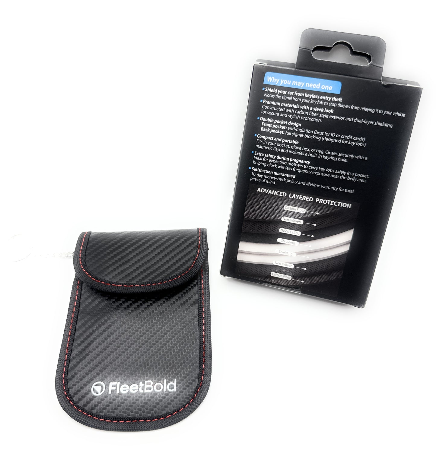 Faraday key fob pouch – Faraday Bag for RFID Key Fob, NFC Credit Card, Driver’s License – Signal Blocking for Added Security & Protection for Pregnant Women by FleetBold