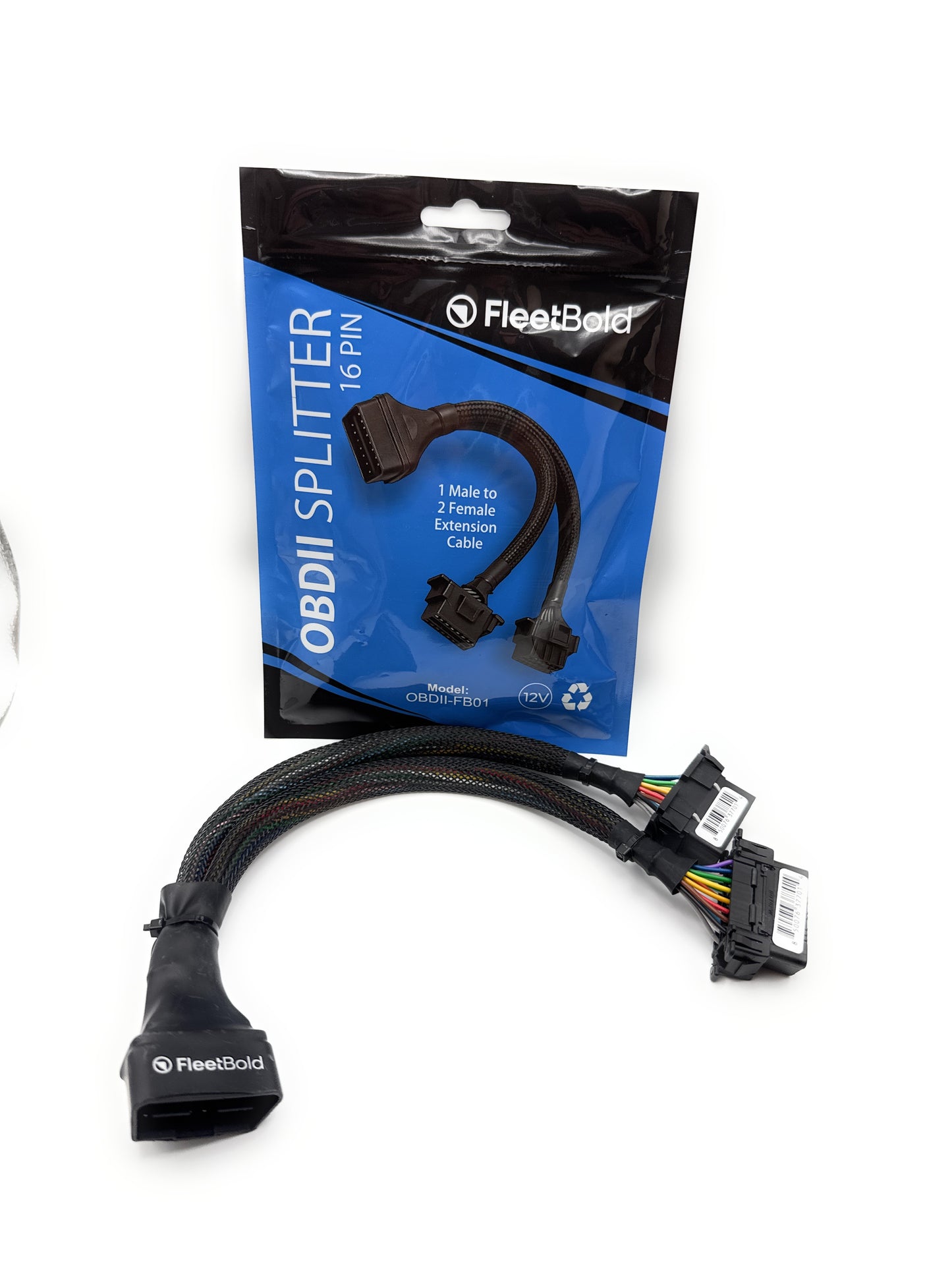 OBD2 Splitter 16 Pin OBD II Splitter Extension 1x Male and 2X Female Extension Cable Adapter In Use for OBD2 GPS Devices, Turo Hosts by FleetBold