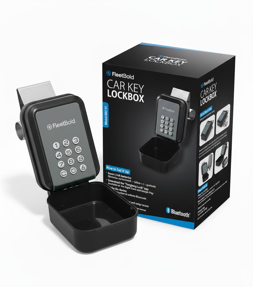 Smart Key Lock Box – Bluetooth Car Window Mount with App & PIN by FleetBold