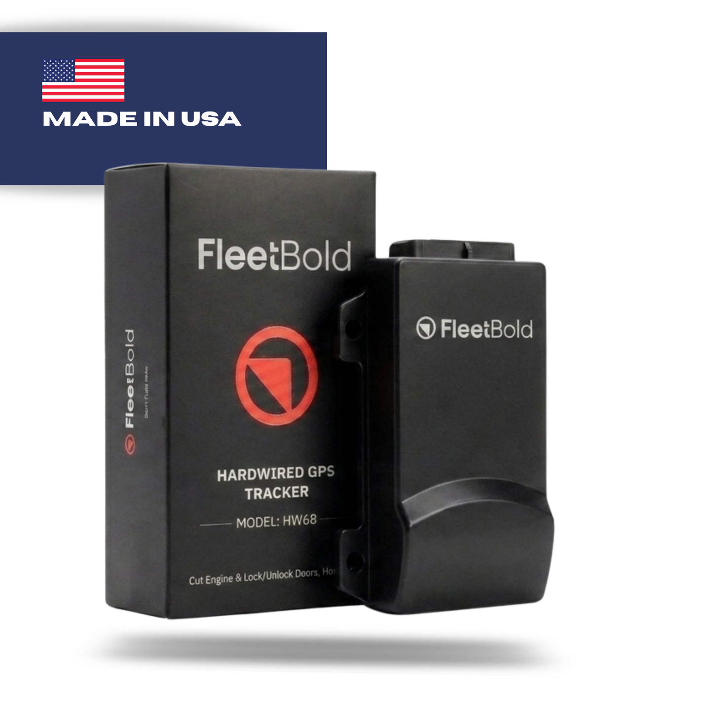FleetBold HW68 Hardwired GPS Tracker – USA-Made 4G LTE Real-Time Vehicle Tracking for Turo Hosts, Car Rentals & Fleet Management – Lock/Unlock, Honk Horn, Kill Switch, Geo-Fence, Trip History, Smart Alerts