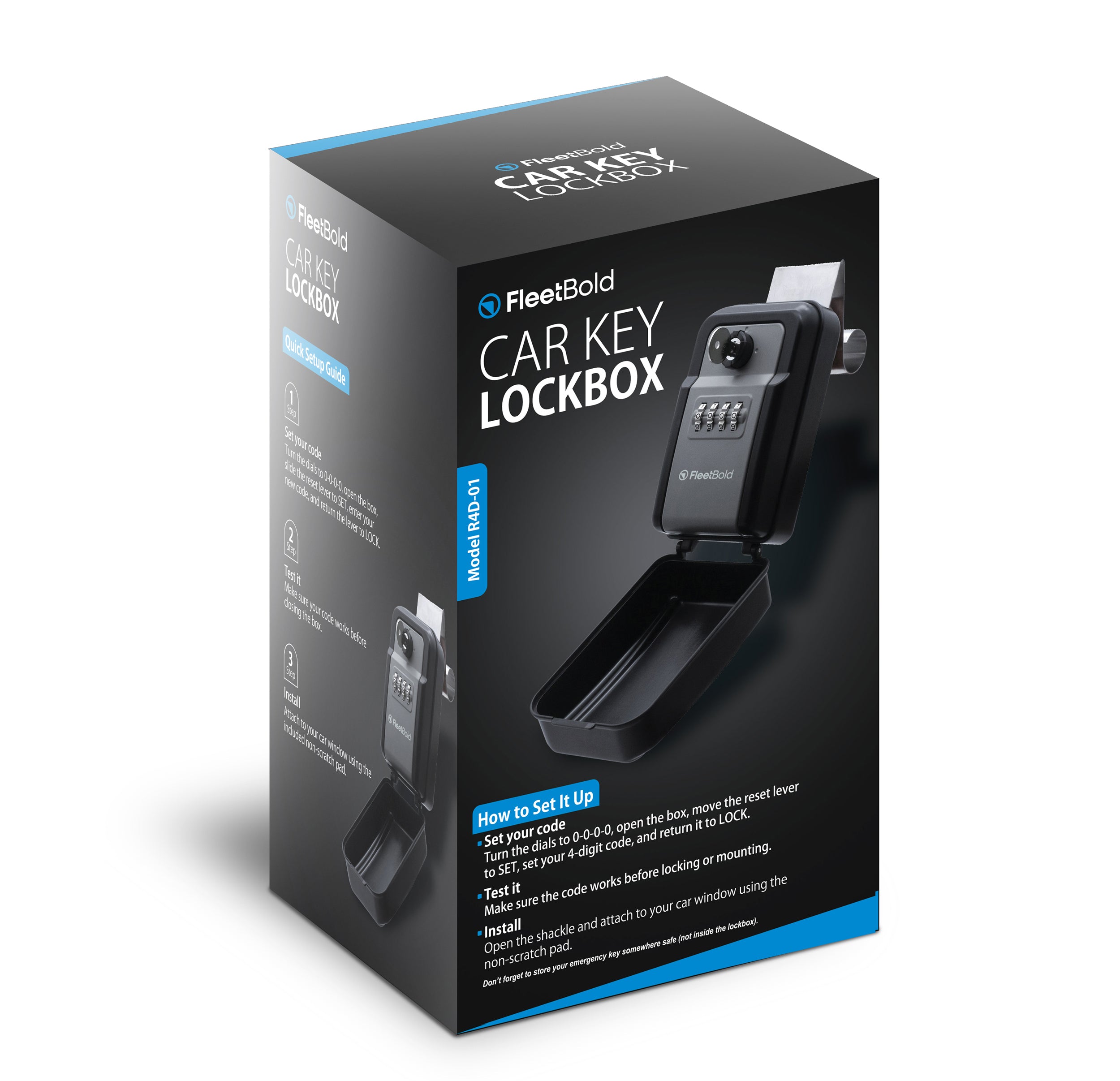 FleetBold Car Key Lockbox – 4-Digit Waterproof Window Mount for