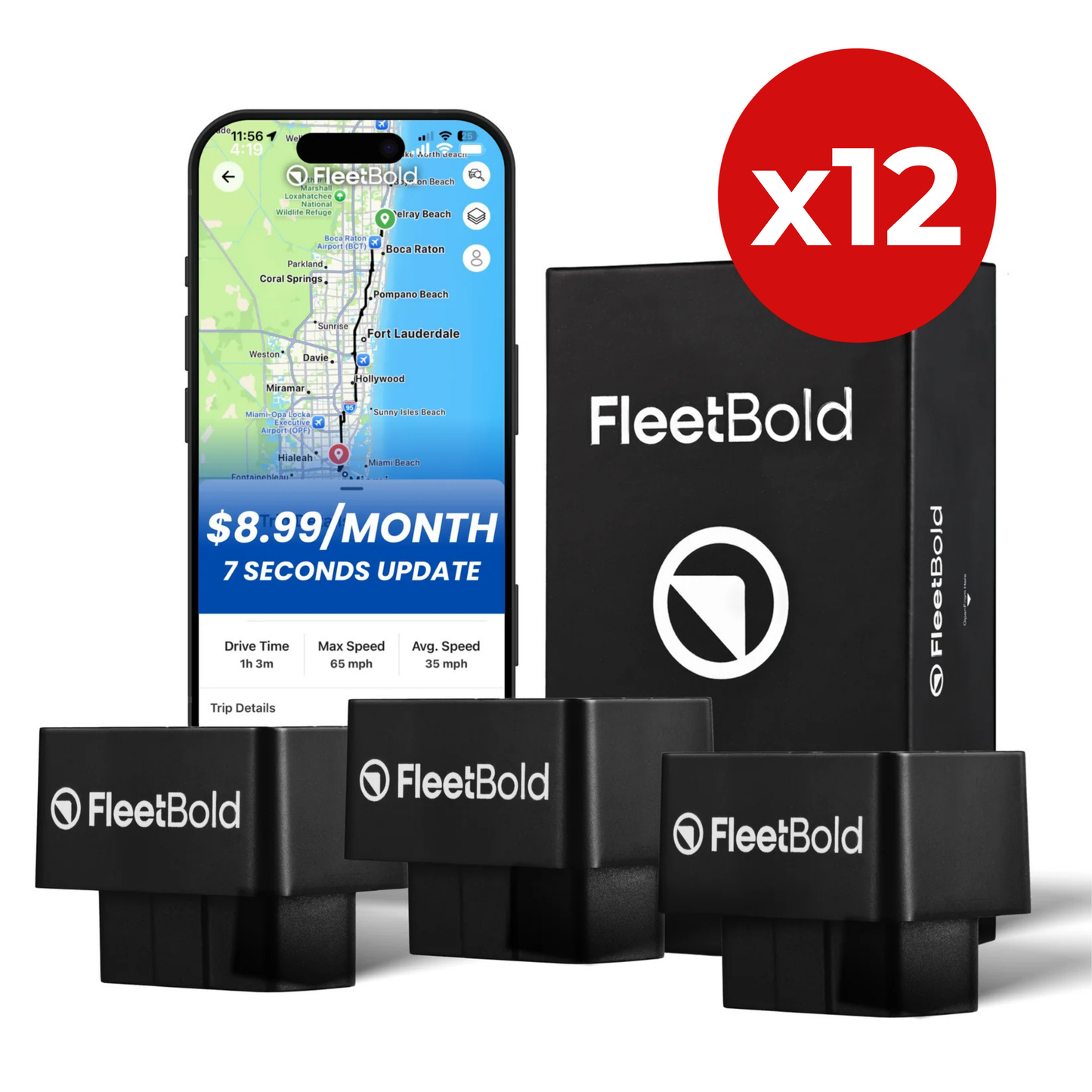 (12 PACK) GPS Tracker Device $8.99/month 4G Real-Time Vehicle Tracking for Turo Hosts, Car Rentals & Fleets – Plug&Play, Geo-Fence, Trip History