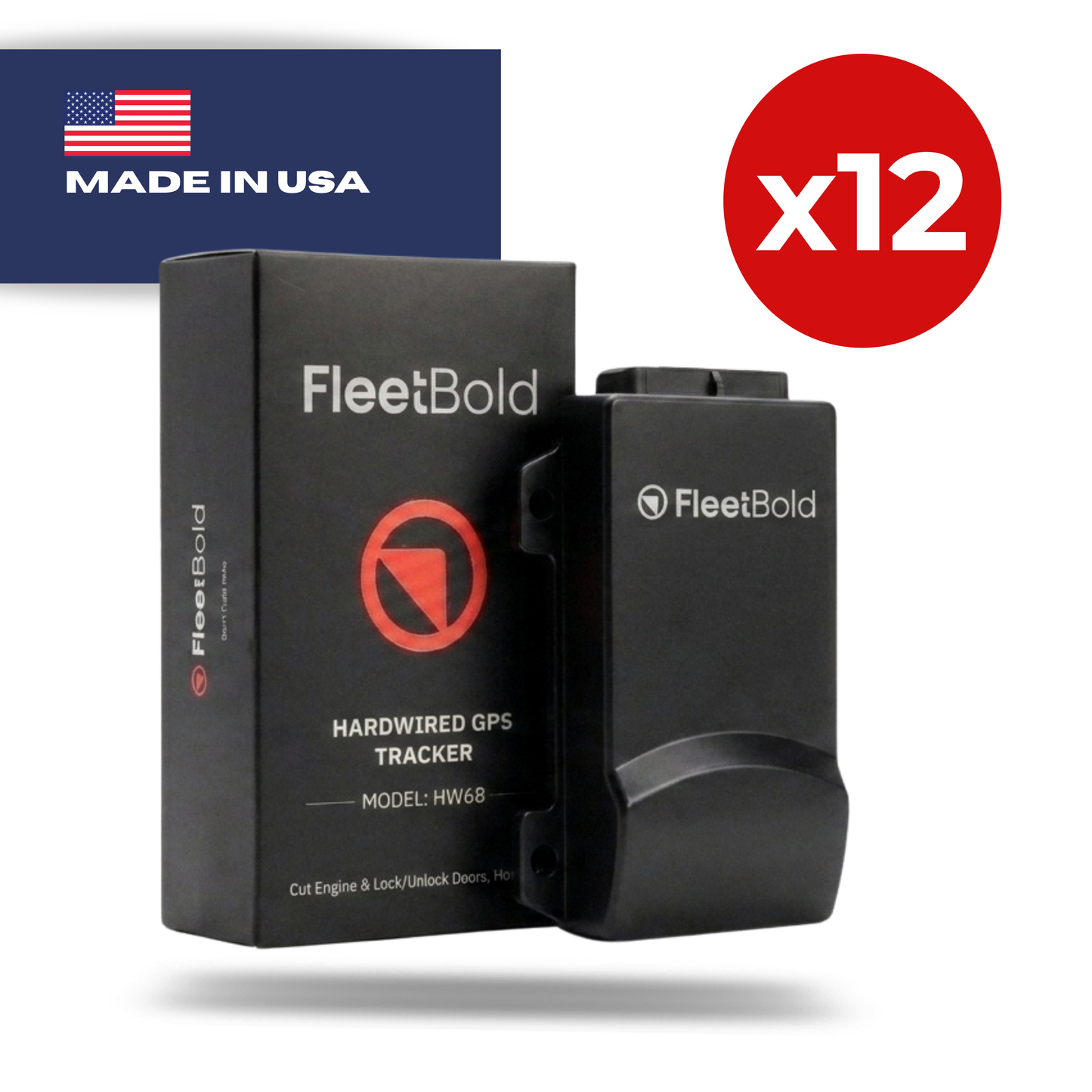 (12 PACK) FleetBold HW68 Hardwired GPS Tracker – USA-Made 4G LTE Real-Time Vehicle Tracking for Turo Hosts, Car Rentals & Fleet Management – Lock/Unlock, Honk Horn, Kill Switch, Geo-Fence, Trip History, Smart Alerts (Copy)